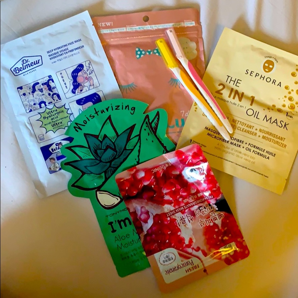 Assorted Beauty masks + Japanese facial razors